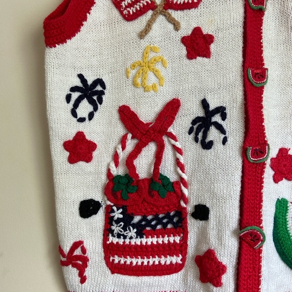 Eagle's Eye Festive Watermelon Knit Vest Vintage 4th of July - Picture 5 of 10